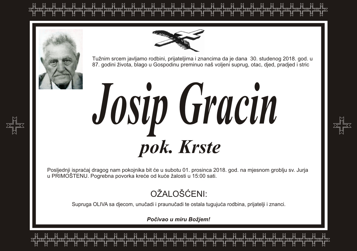 Umro Josip Gracin 