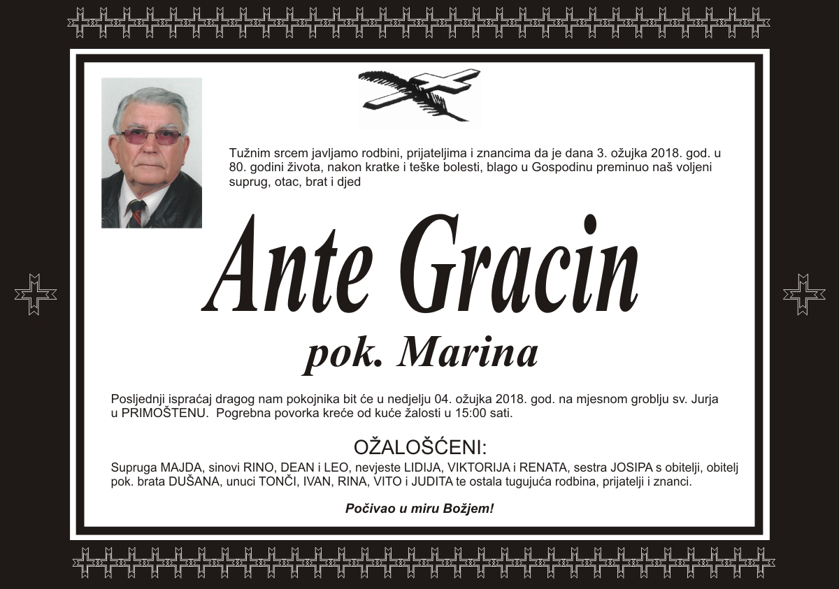 Umro Ante Gracin pok. Marina