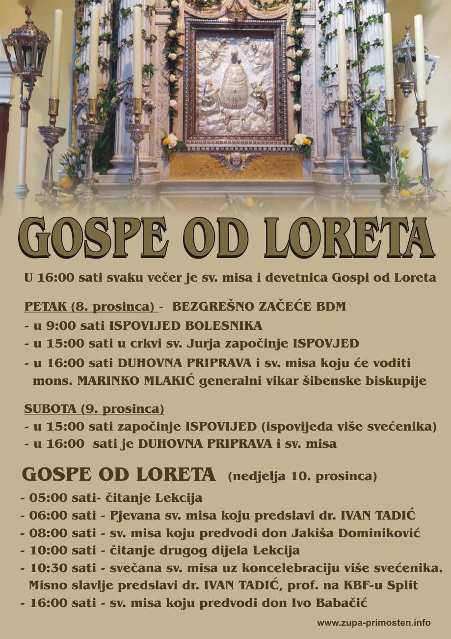 Program proslave blagdana Gospe od Loreta  