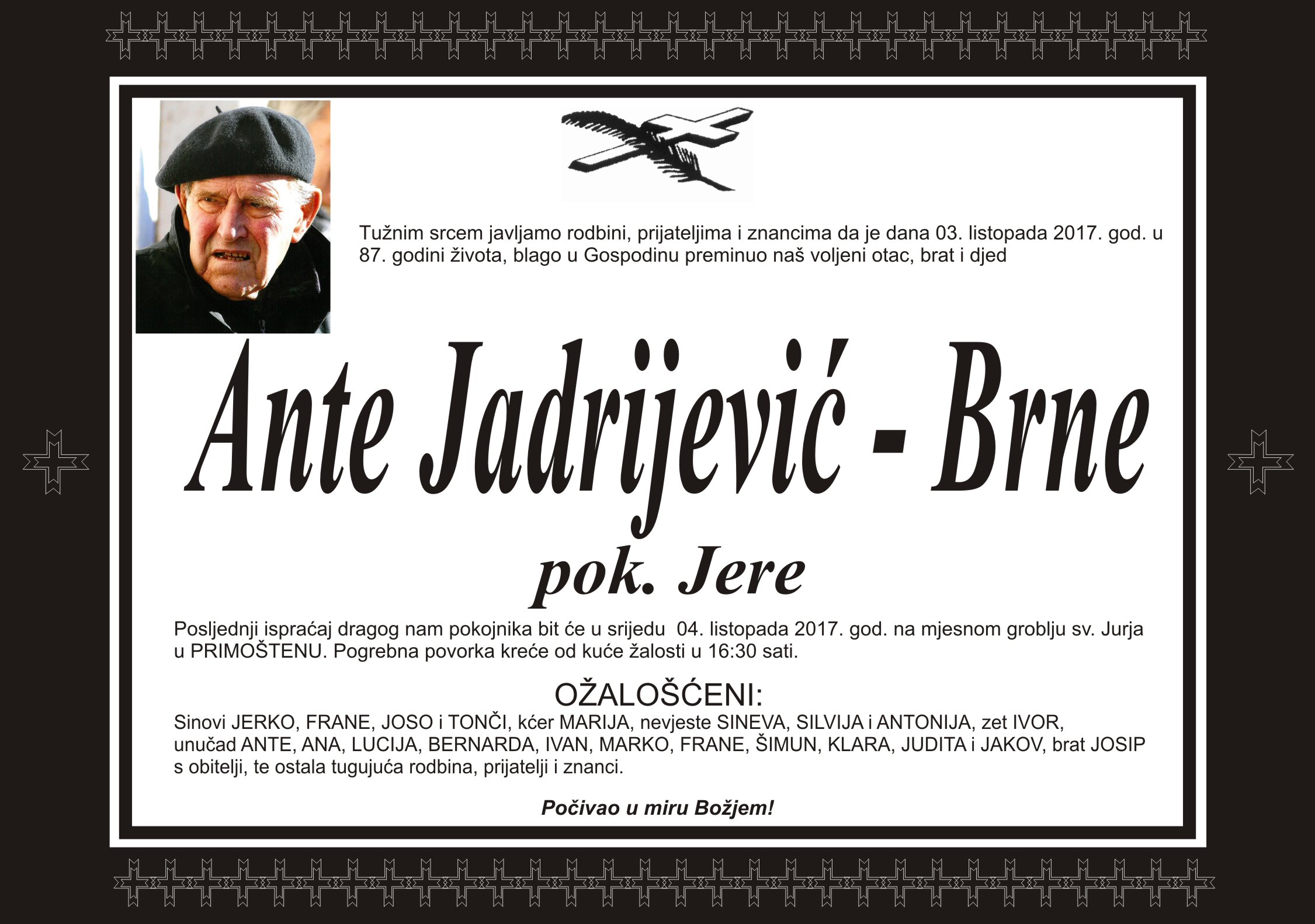 Umro Ante Jadrijević - Brne