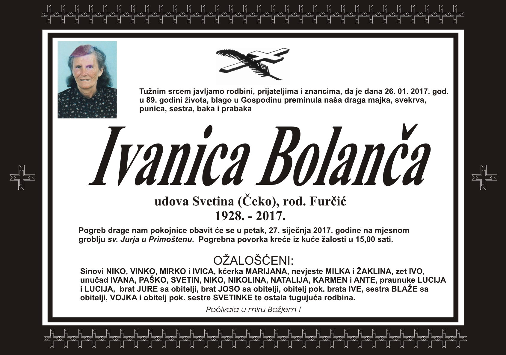 Umrla Ivanica Bolanča