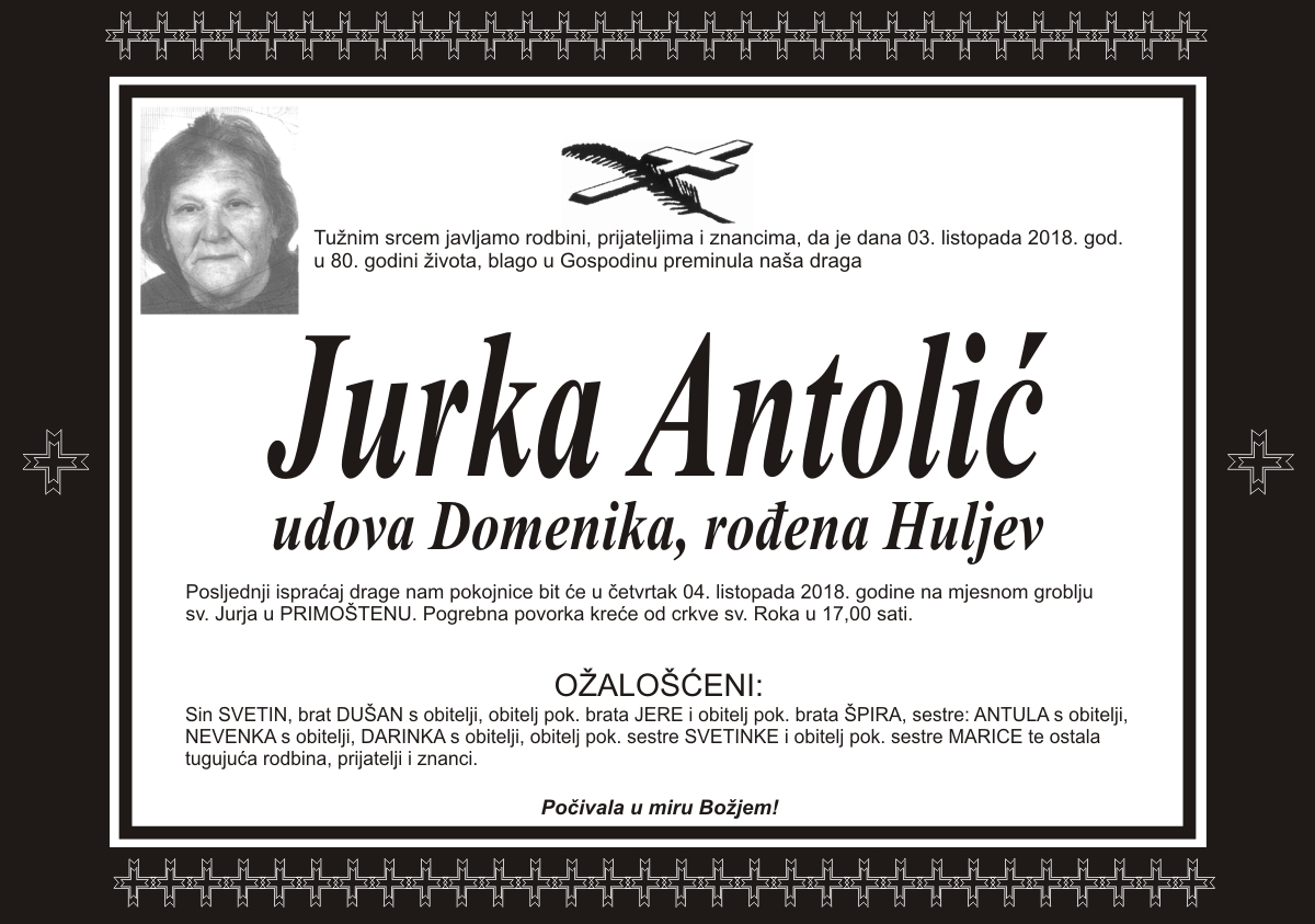 Umrla Jurka Antolić