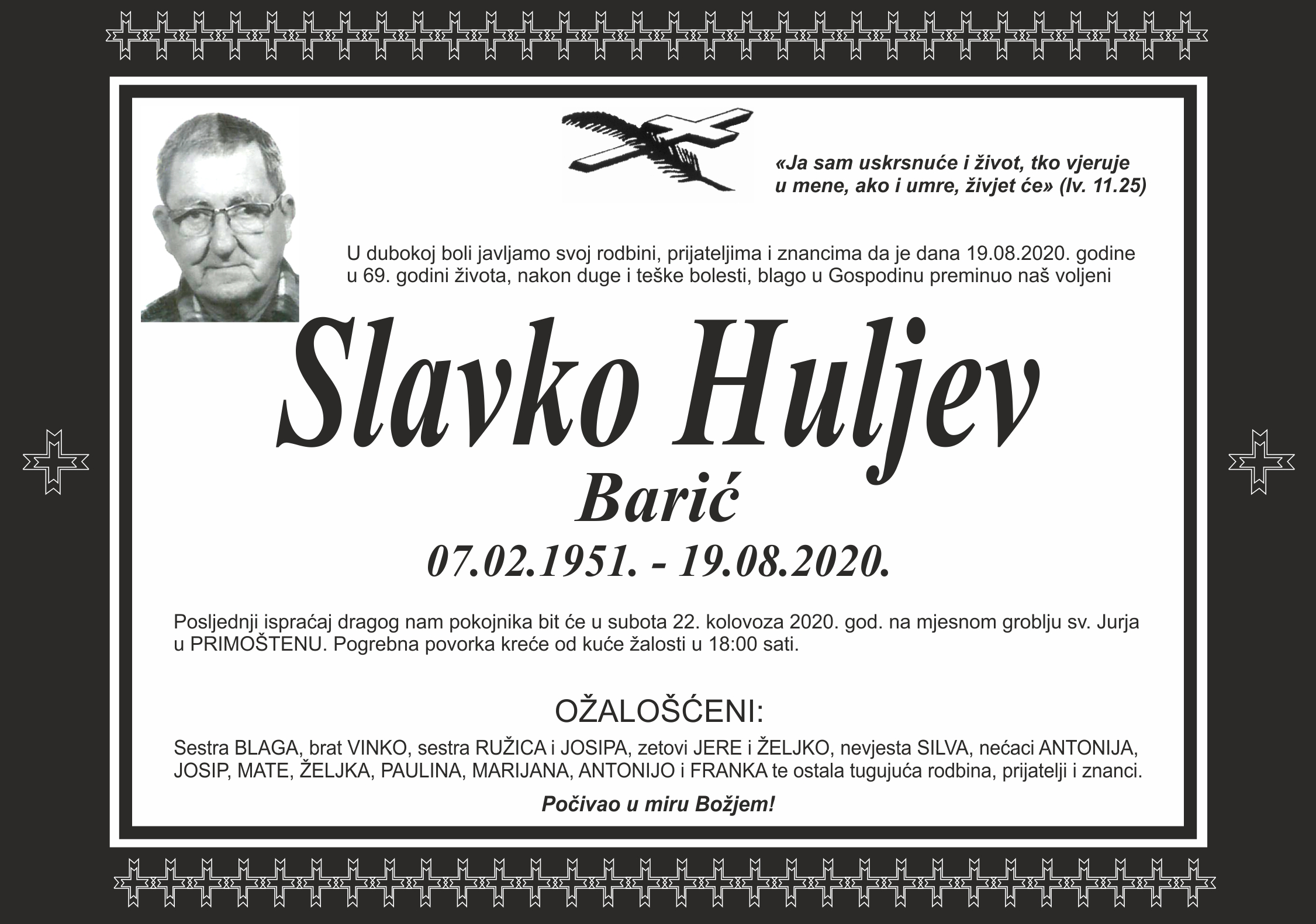 Umro Slavko Huljev - Barić