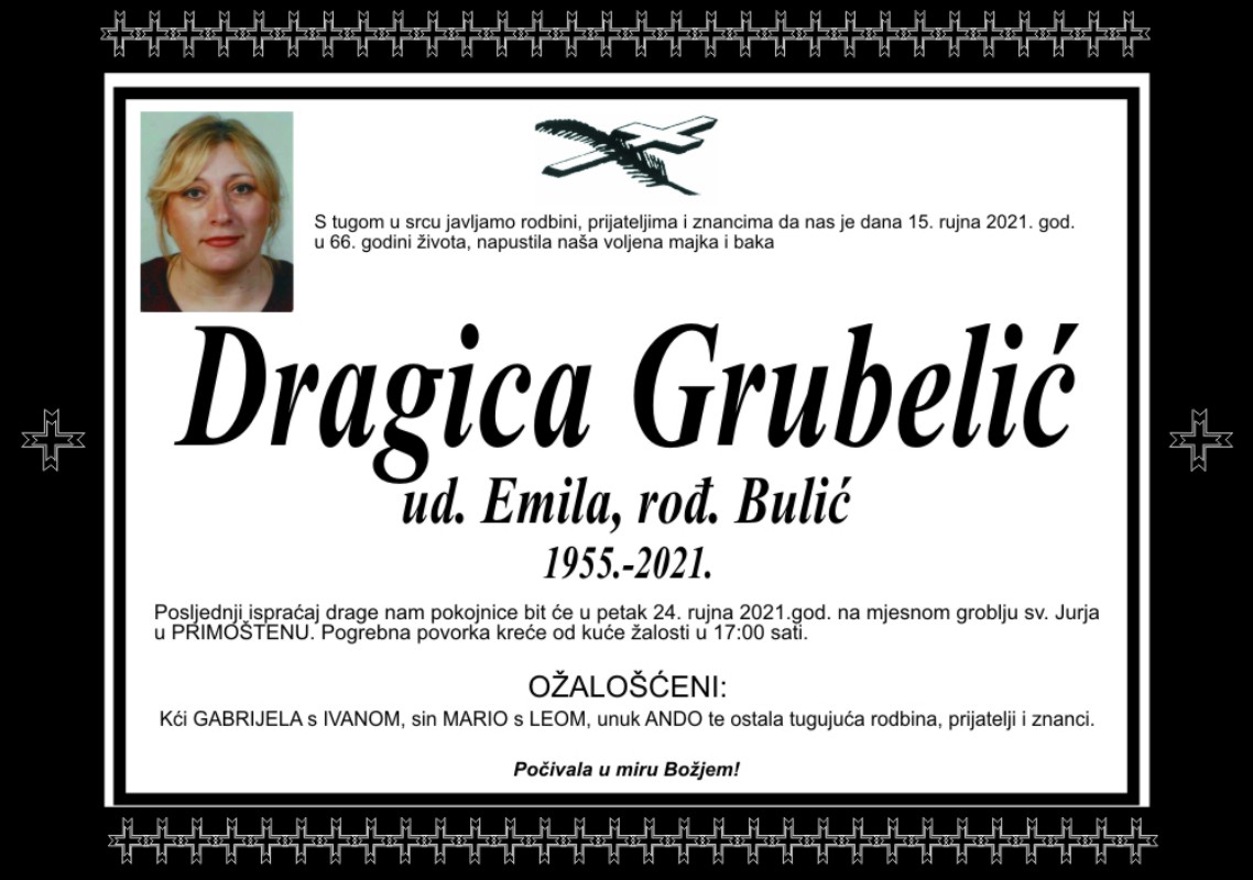 Umrla Dragica Grubelić