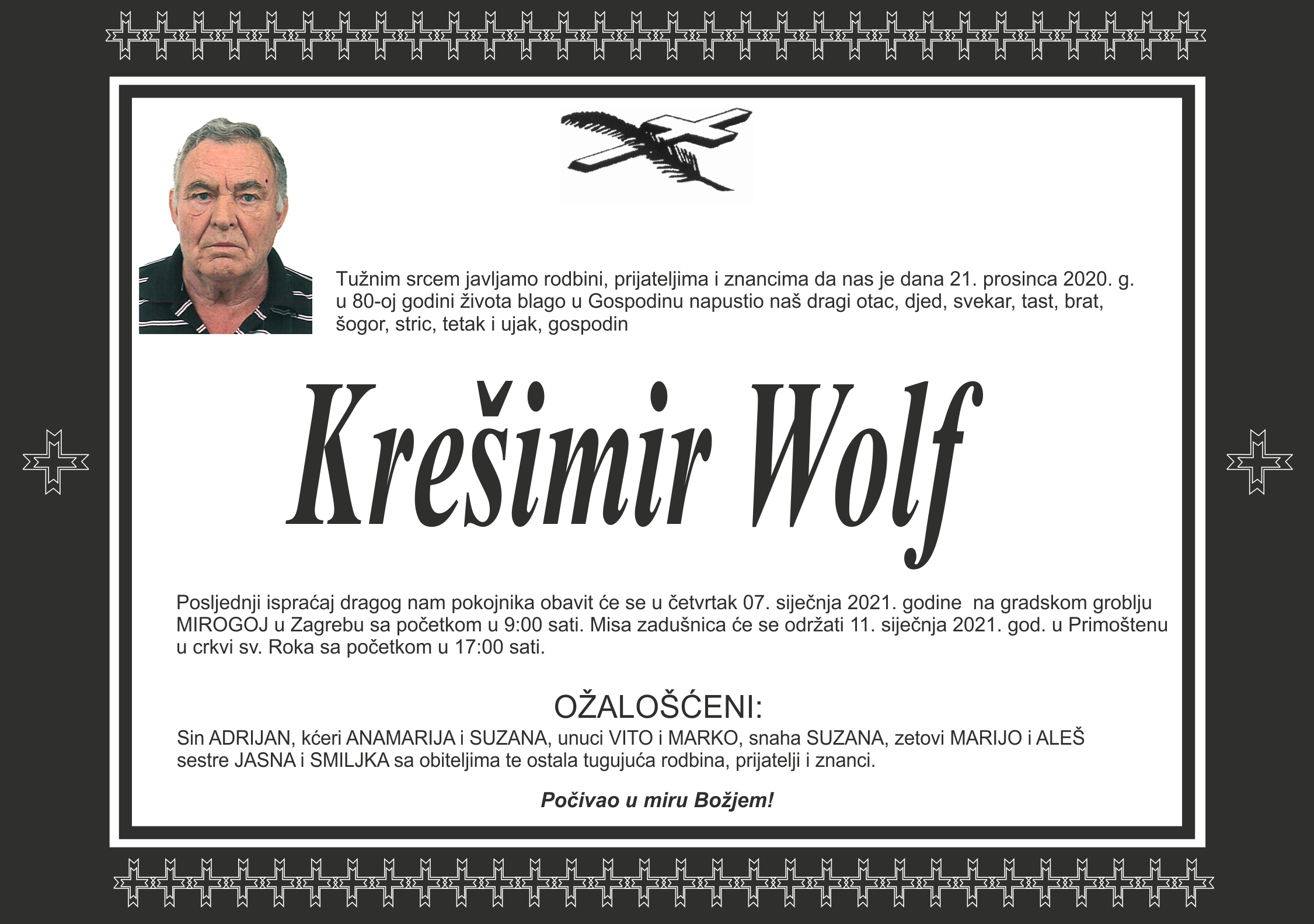 Umro Krešimir Wolf