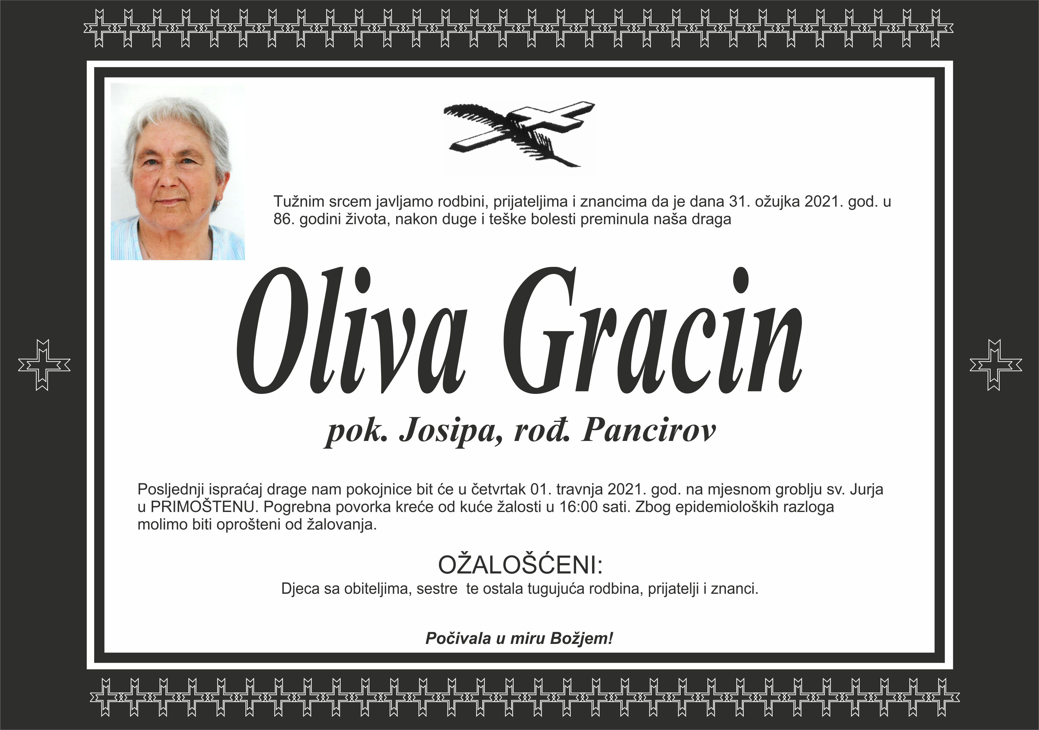 Umrla Oliva Gracin
