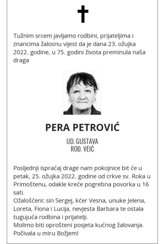 Umrla Pera Petrović