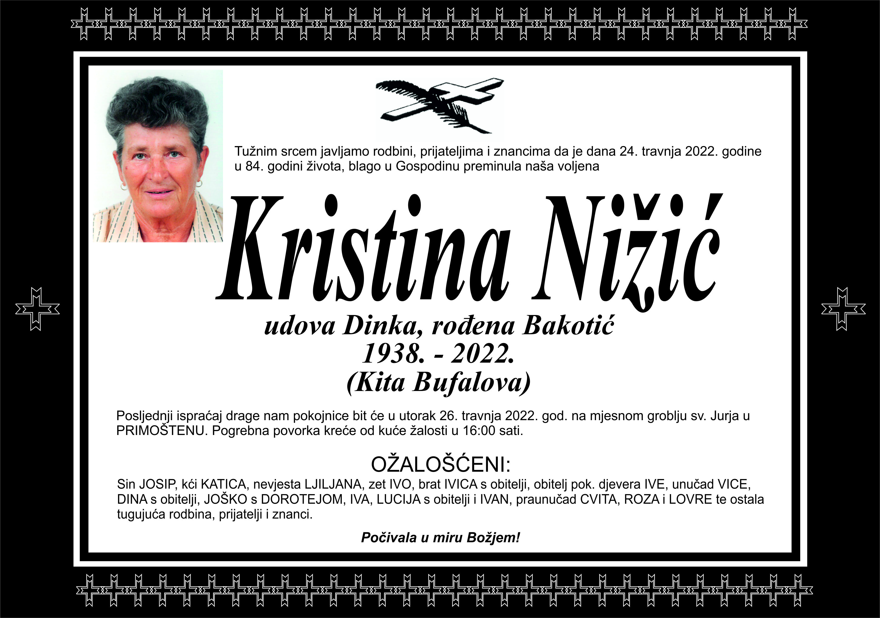 Umrla Kristina Nižić - Kita