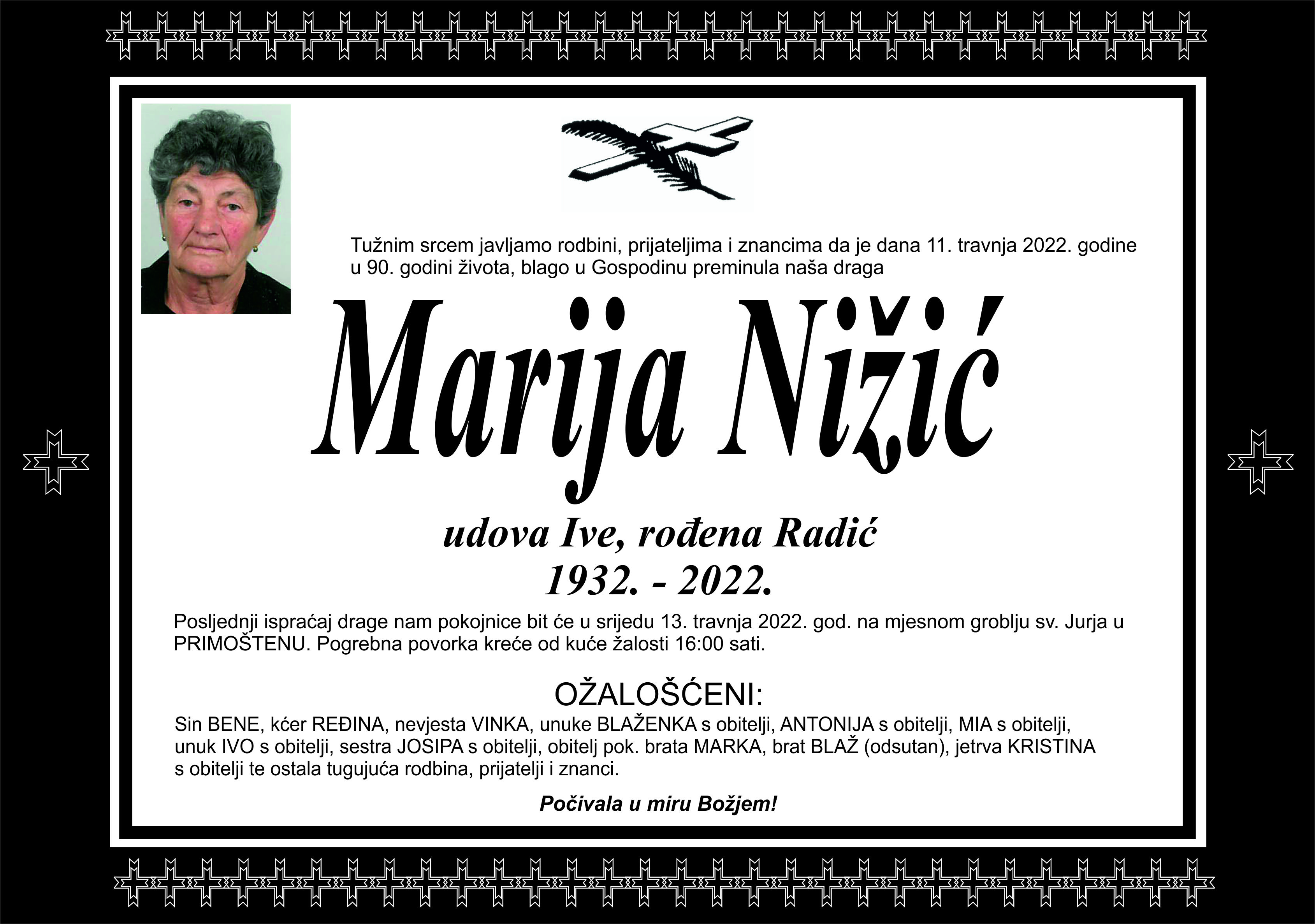 Umrla Marija Nižić