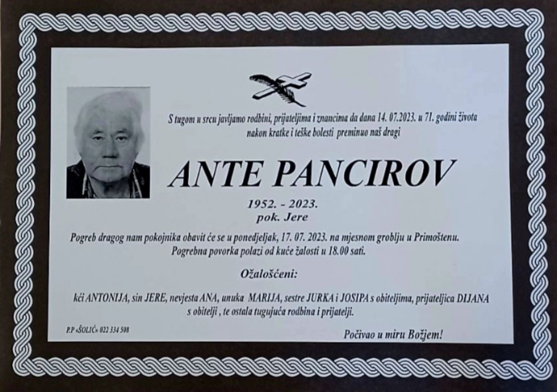 Umro Ante Pancirov