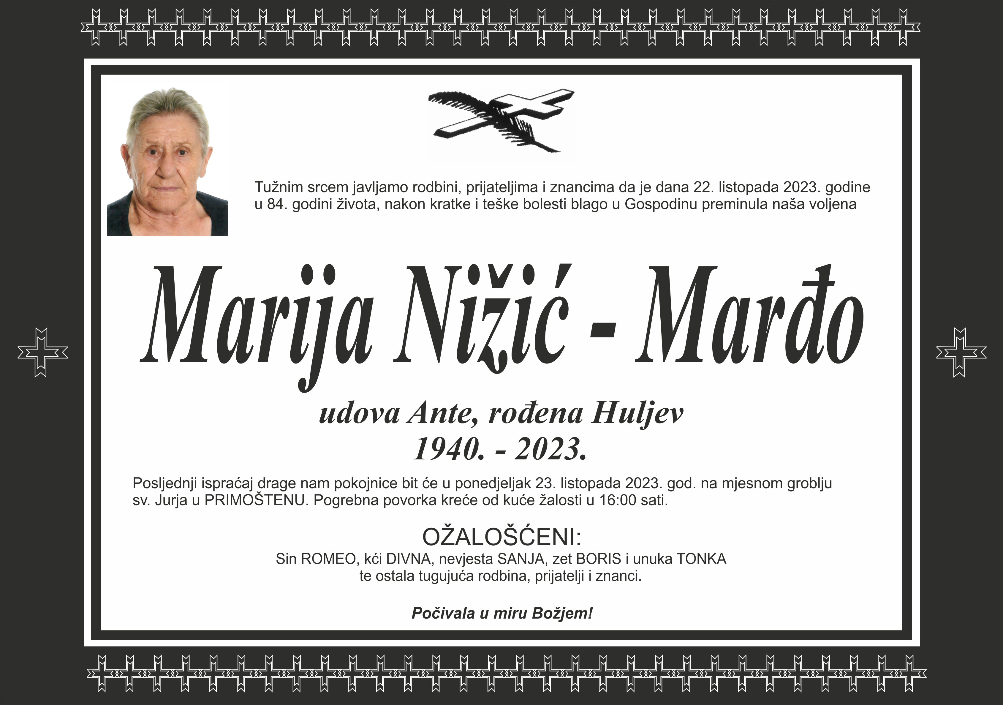 Umrla Marija Nižić - Marđo