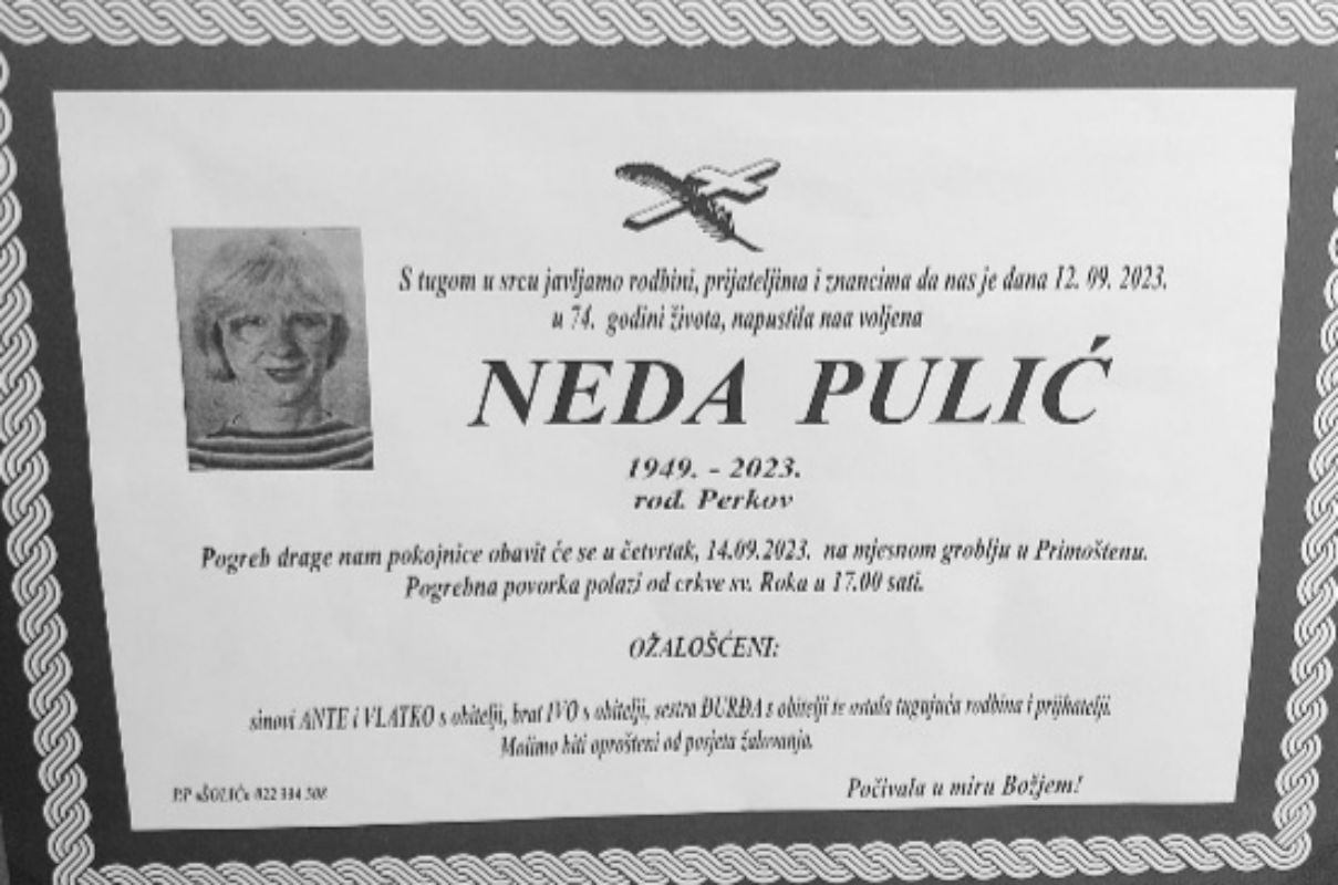 Umrla Neda Pulić