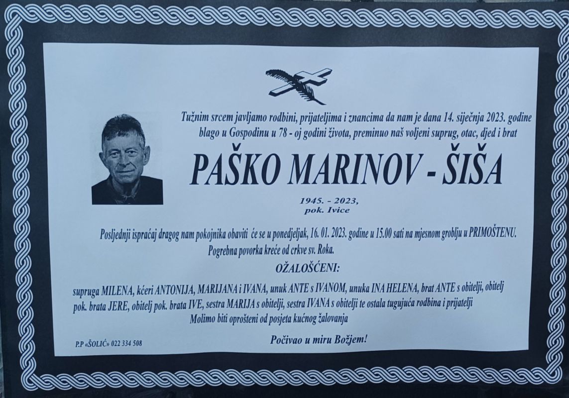 Umro Paško Marinov - Šiša