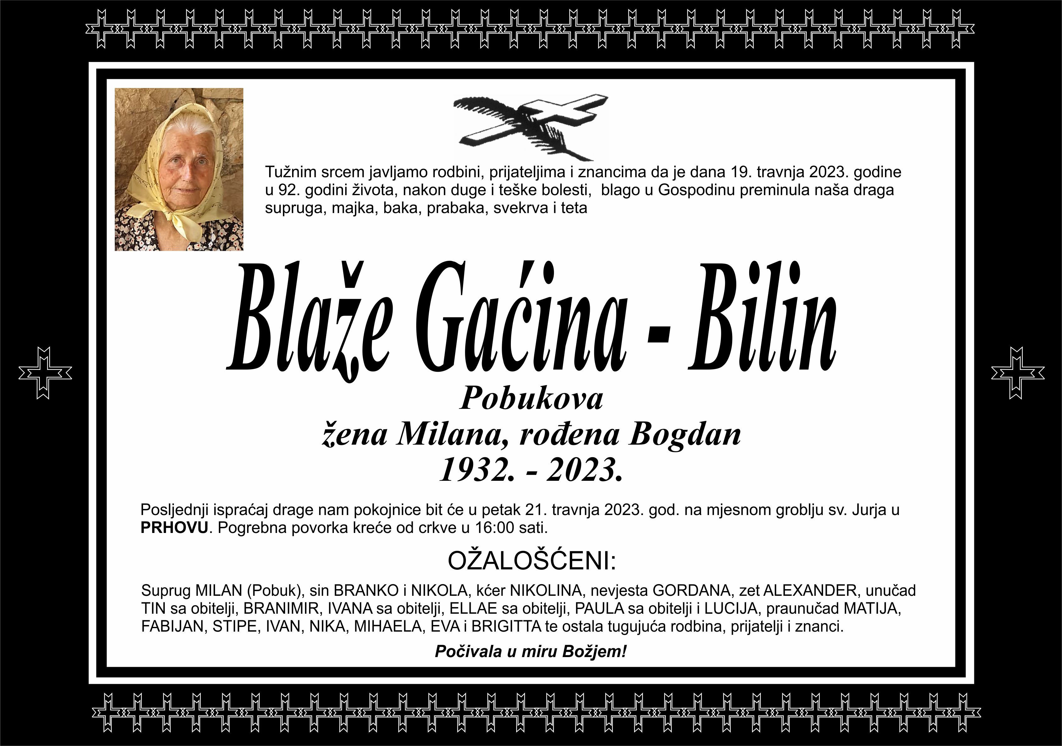 Blaže Gaćina - Bilin