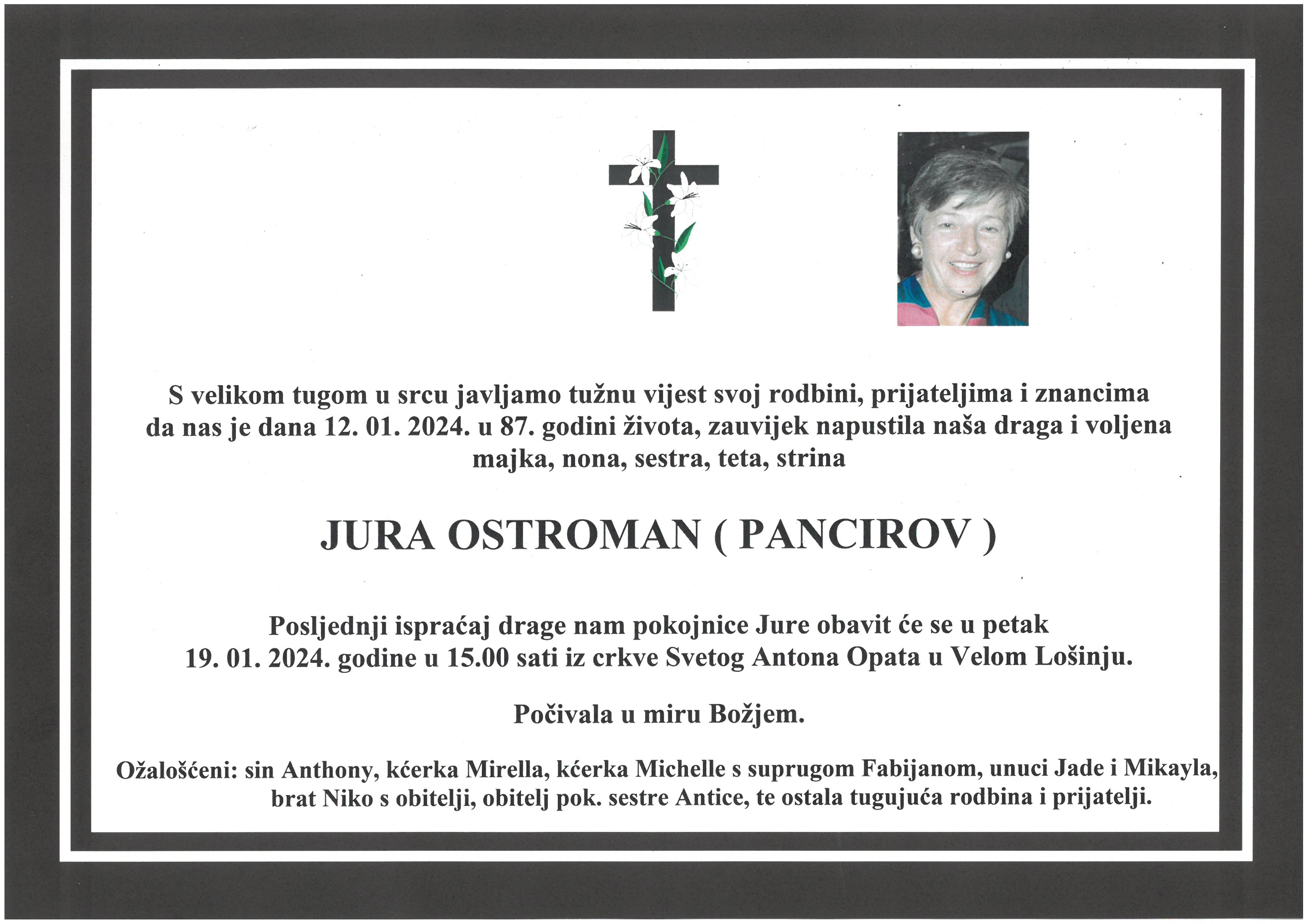 Umrla Jura Ostrman (Pancirov)