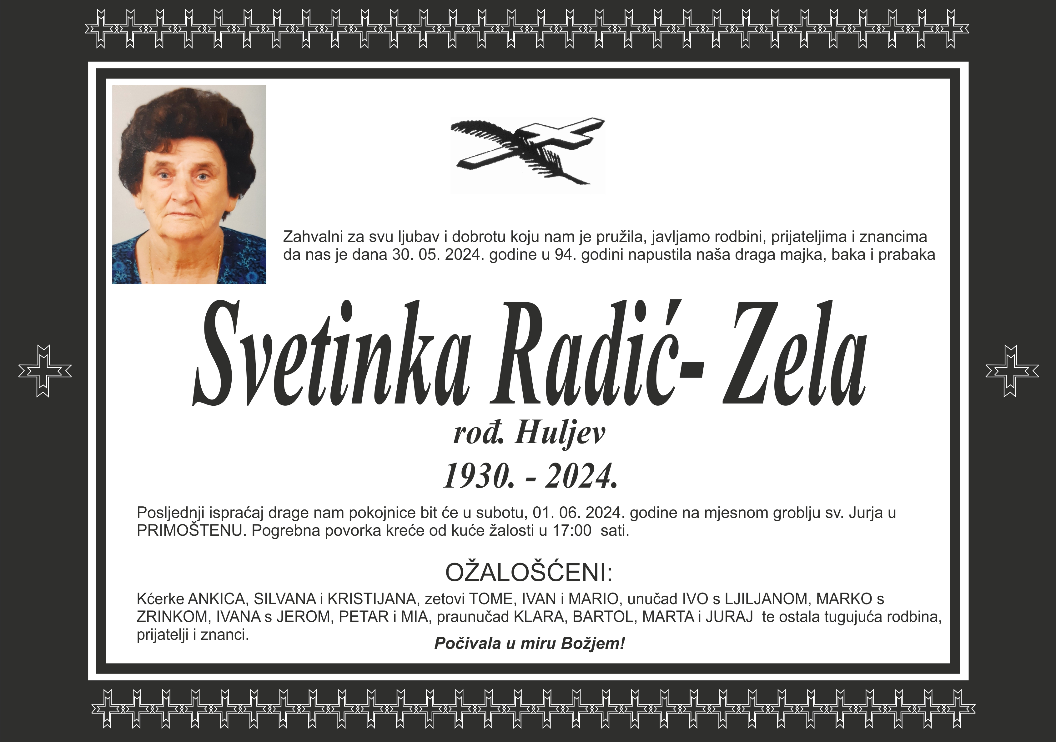 Umrla Svetinka Radić- Zela 