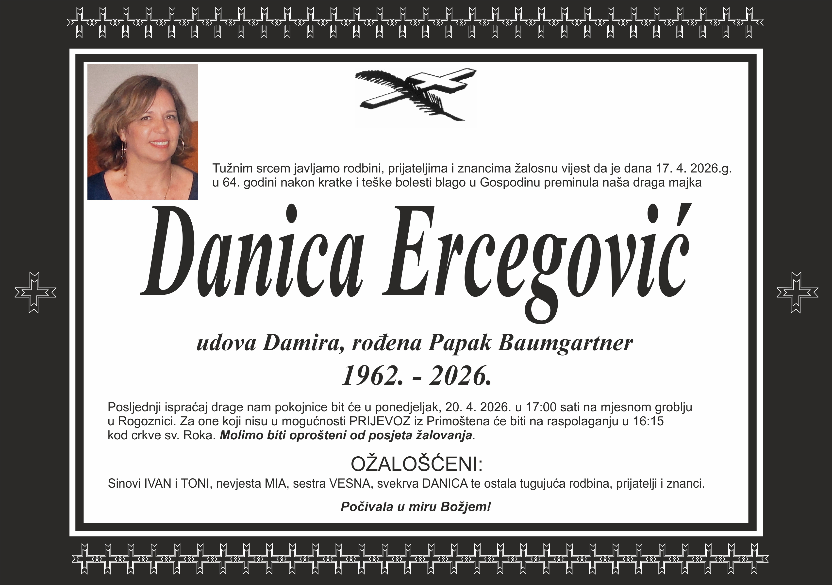 Umrla Danica Ercegović